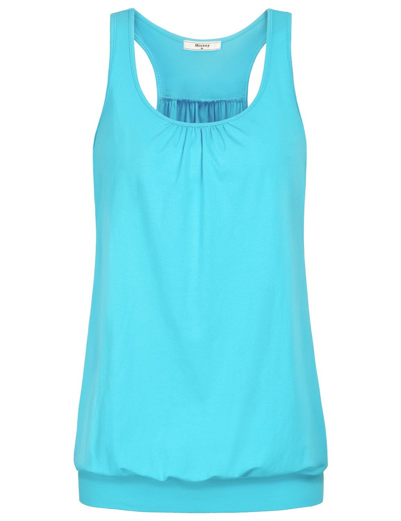 Miusey Womens Activewear, Ladies Sleeveless Crew Neck Running Tank Top Fitted Snappy Stretch Female Soft Basic Versatile Smooth Comfort Shirt Blue-3 XL - Image 1